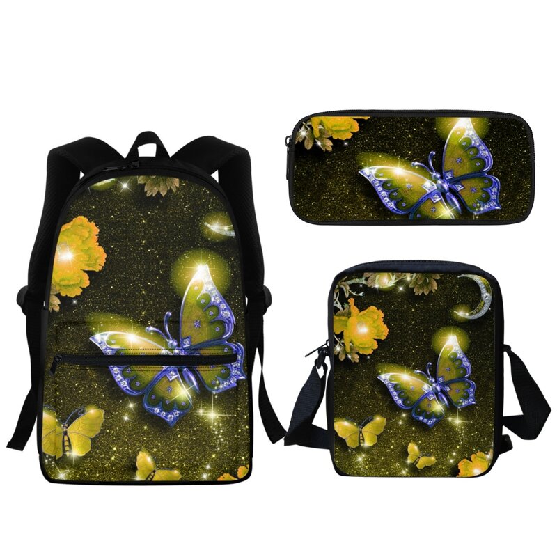 Винтажные дизайнерские школьные ранцы с бабочками для мальчиков и девочек, рюкзак для детского сада, сумка-мессенджер