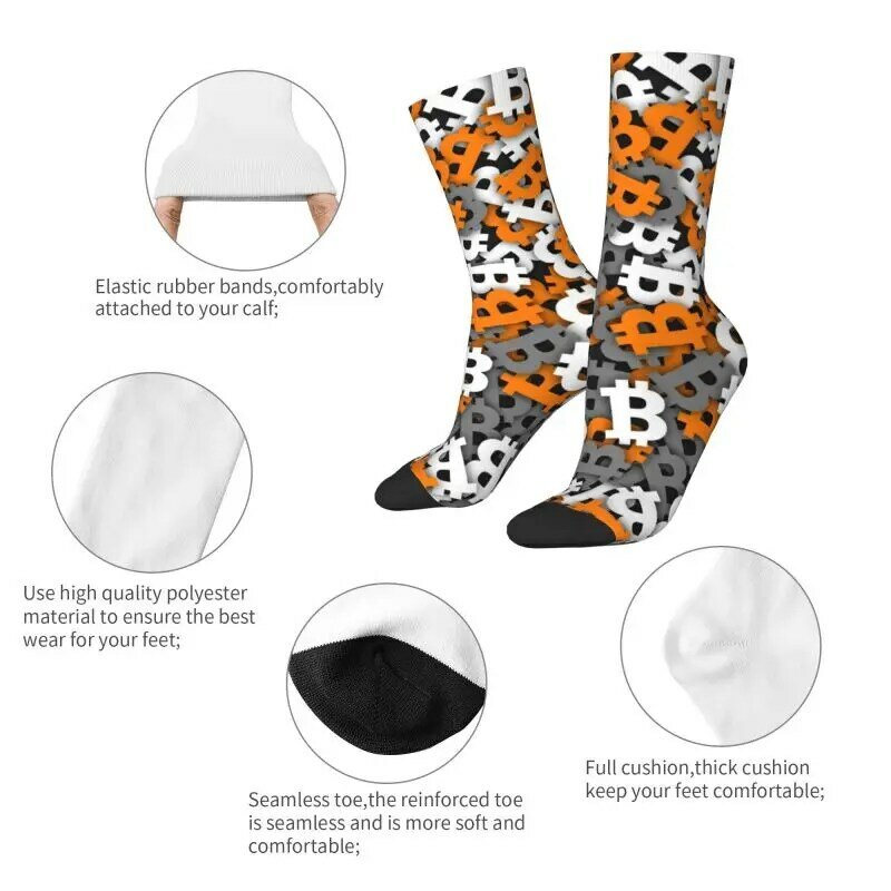 Модные мужские носки в стиле Биткоин, городской камуфляж, теплые удобные носки унисекс с 3D-принтом, с блокировкой BTC, криптовалюты