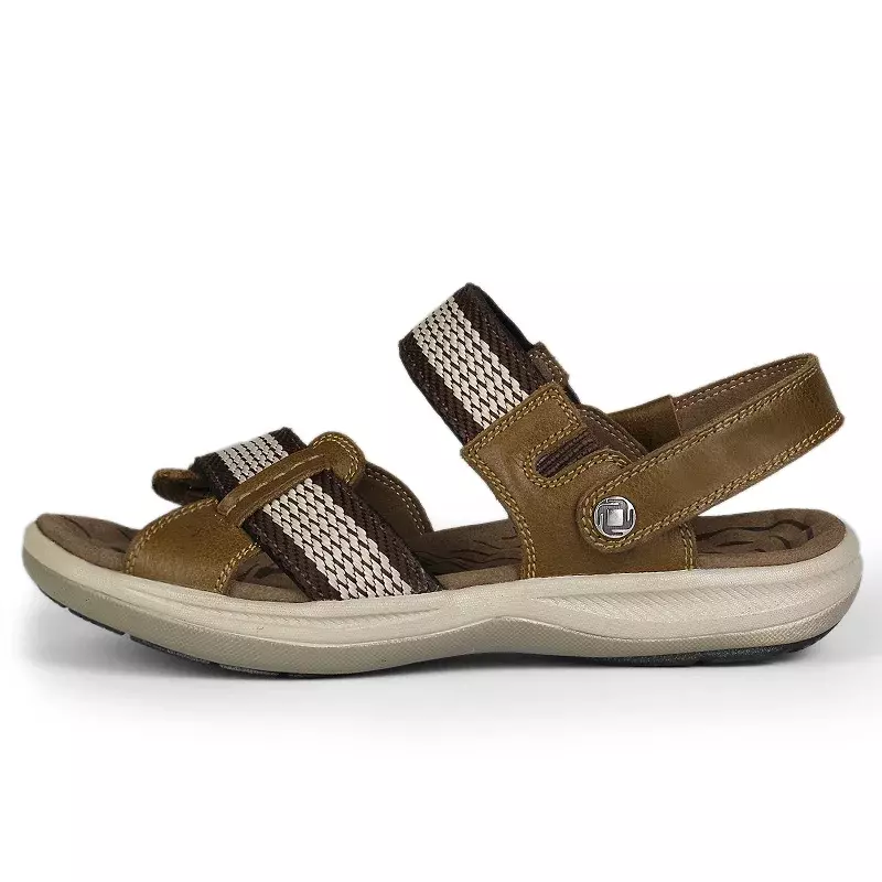 Sandales romaines de plage en cuir véritable pour hommes, baskets d'extérieur confortables, chaussures d'été, grande taille, marque, nouveau