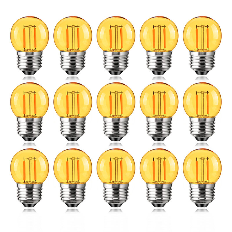15PCS Vintage G40 Light Bulbs 220V E27 Screw Base Sockets LED Globe Bulbs 2000K Warm Yellow Decorative Edison LED Filament Bulbs