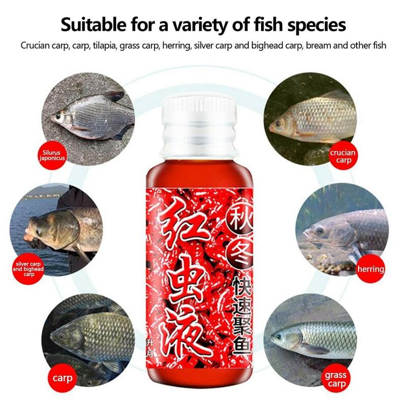 60ML Liquid Blood Worm Scent Fish Attractant Concentrated Red Worm Liquid Fish Bait Additive Perch Catfish Fishing Accessories
