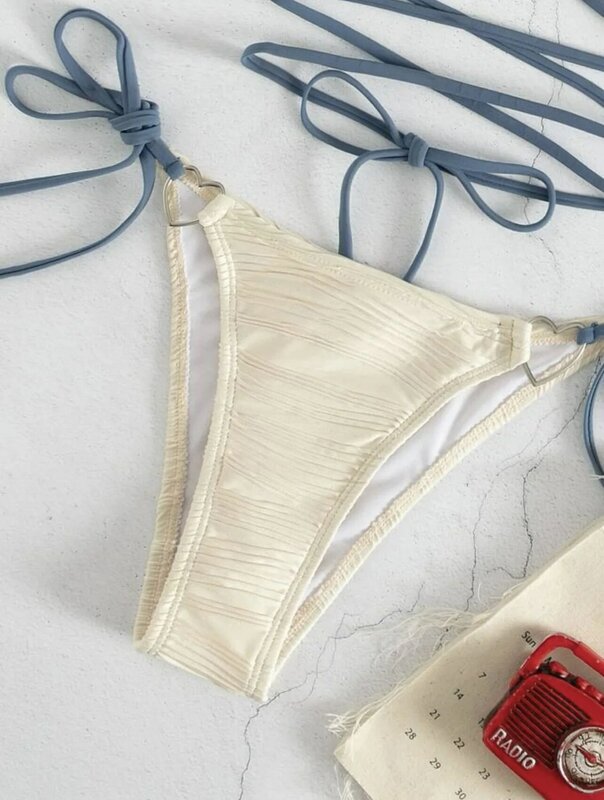 New Sexy Halter Bikini Set Women Solid Bandage Bikini Lady Backless Triangle Beachwear 2024 Summer Trend Holiday Female Clothes