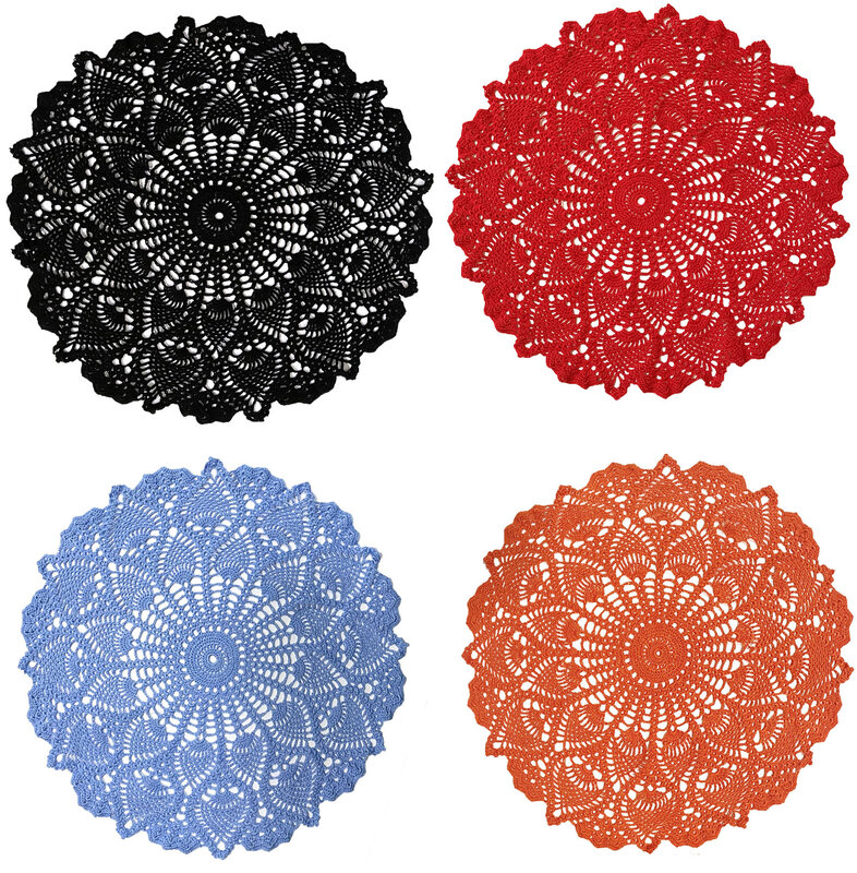 BomHCS Lace Placemats Table Doilies Round Handmade Crochet Doily Kitchen Cup Mug Fishing Mats