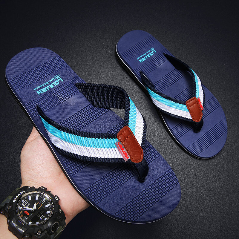 2024 kualitas tinggi merek Fashion pria sandal jepit musim panas pantai sandal jepit pria kasual bernapas tebal pantai pria sandal luar ruangan