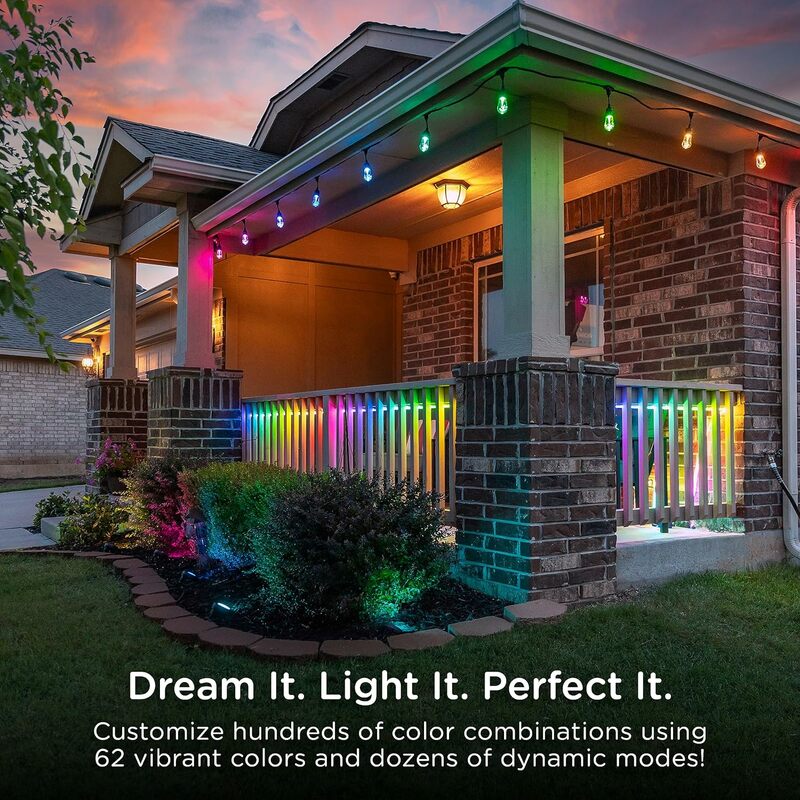 Enbrighten-Premium Color Changing String Lights, 24 lâmpadas acrílicas inquebráveis, cabo preto, 48 pés, à prova de intempéries, personalizável