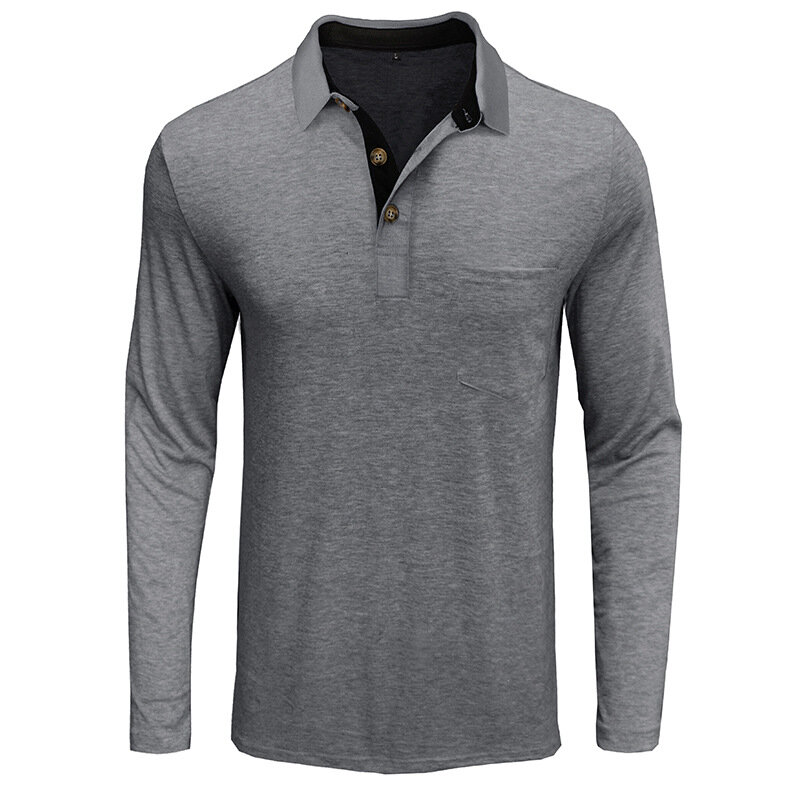 Men's Long-Sleeved Lapel T-shirt Men's Polo Shirt Autumn and Winter Undershirt Tops Polo Wholesale GD-WY