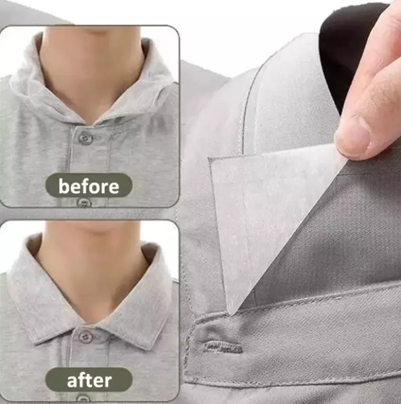 Adesivos invisíveis auto-adesivos para estilo de colarinho de camisa, almofadas fixas anti-roll, colarinho fica, patches acessórios