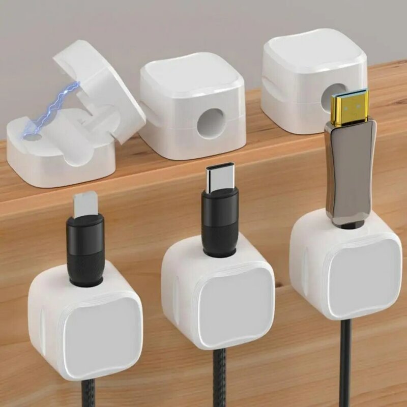 12Pcs Magnetic Cable Clips Cord Holder Self-Adhesive Under Desk Cable Management Wire Holder Keeper Organizer