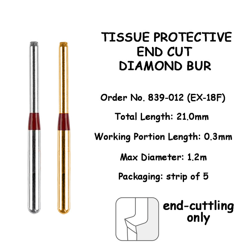 ResyDental Protection des tissus fin-Cut fraise diamantée pour lancé Préparer 5 pièces fraises/boîte EX-18 EX-18F EX-19F
