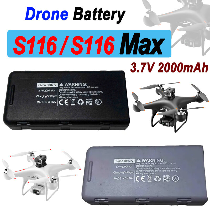 Bateria Original Drone para S116 S116Max, RC Quadcopter, Bateria de Substituição, Peças Acessórias, 3.7V, 2000mAh