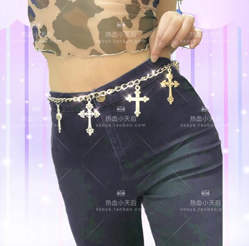 Женское пляжное бикини в стиле панк Y2k, пикантная цепочка с перекрестной талией, облегающий бюстгальтер с лямкой на шее и блестками, Ювелирное Украшение для тела