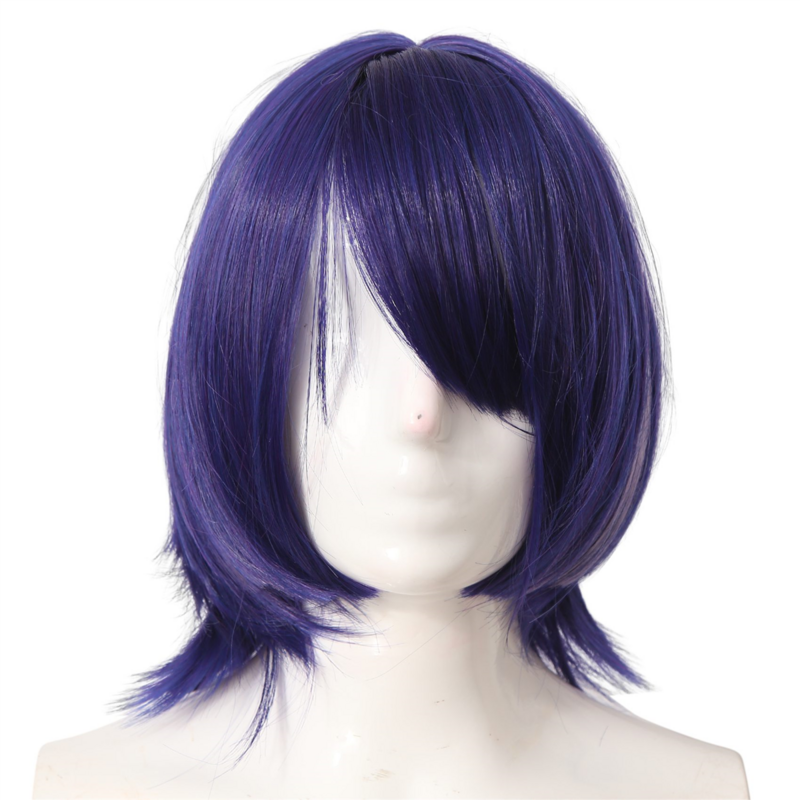 Peluca para Genshin Purple Impact Cos, Wanderer Skirmisher, Cos Pot Head Style, peluca de Anime de pelo corto para Cosplay