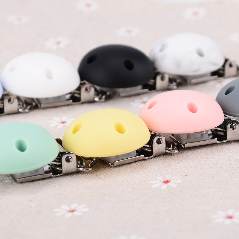Lofca 5 sztuk klipsy silikonowe kształt zaokrąglony smoczek dla niemowląt okrągłe klipy DIY smoczek dla łańcucha ząbkowanie ząbkowanie BPA darmo
