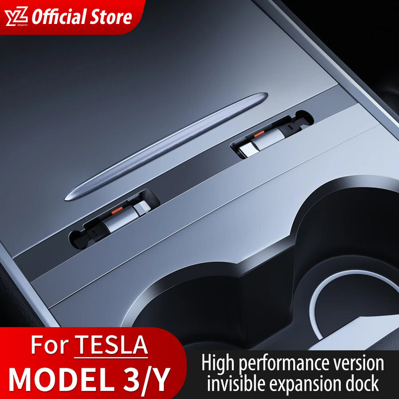 YZ Intelligent Docking Station For Tesla 54W Quick Charger USB Shunt Hub For 2024 Model 3 Model Y Central Control Splitter