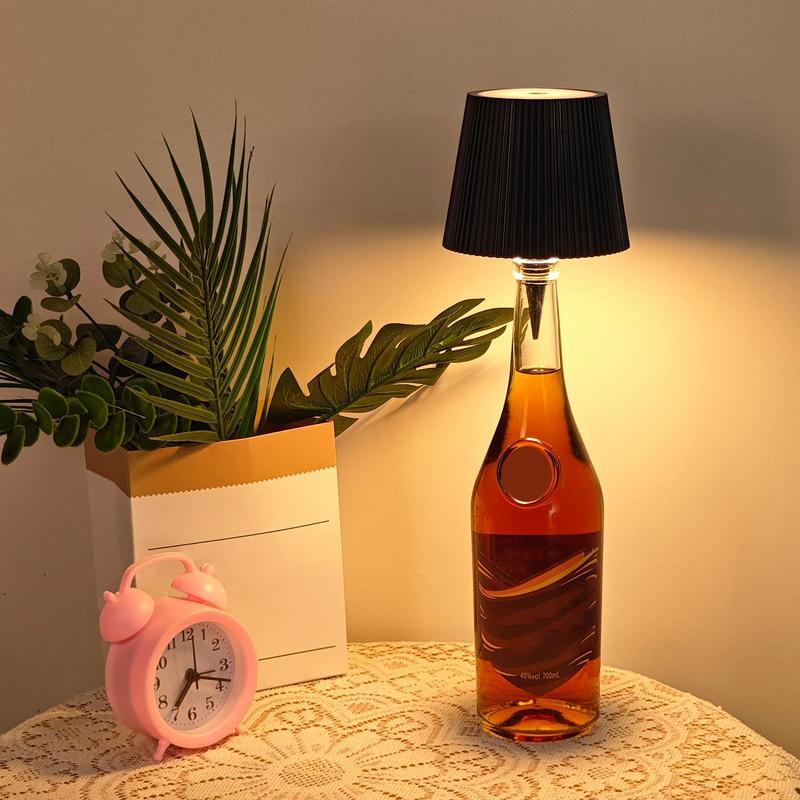 Lampu meja botol anggur LED, cahaya dekoratif aksen dapat diisi ulang tanpa kabel baterai 2000mah