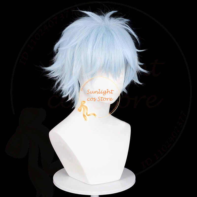High Quality Anime NANA Okazaki Shinichi Cosplay Wig 30cm Light Blue Fluffy Wig Heat Resistant Synthetic Hair Role Play Wigs