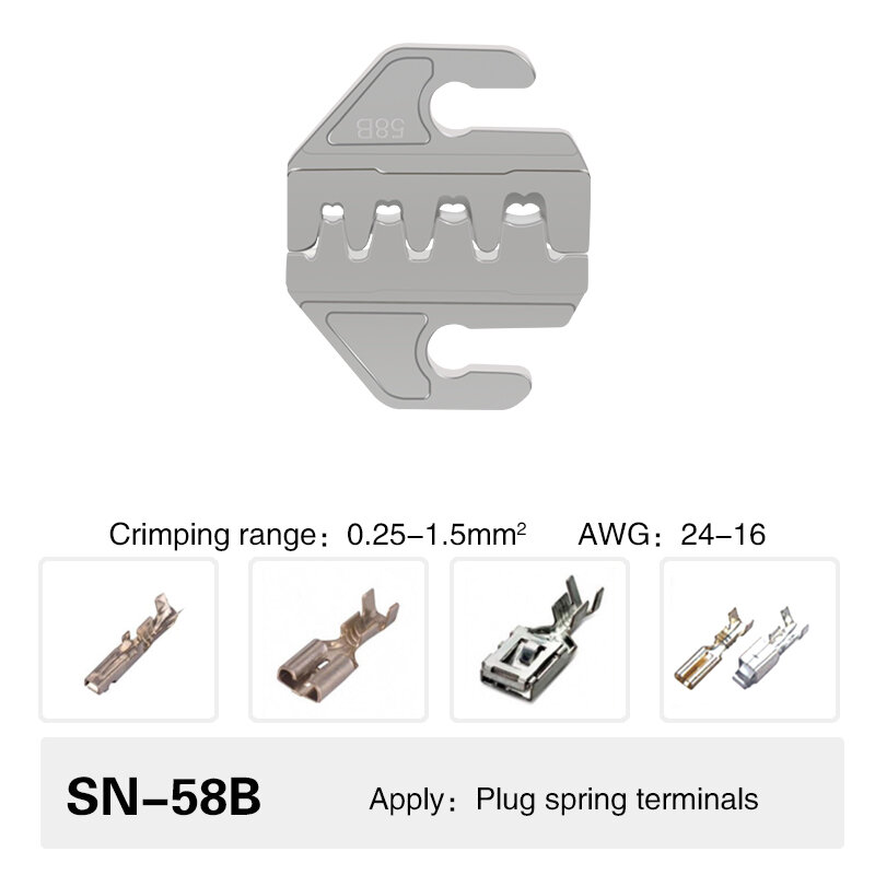 Alicates de herramienta de prensado, juego de mordazas de crimpado, mandíbulas de ranura de 4mm, SN-48BS/58B/02C/2546B/2549 /06/X6/06WF/03H, utilizado para terminales de prensado