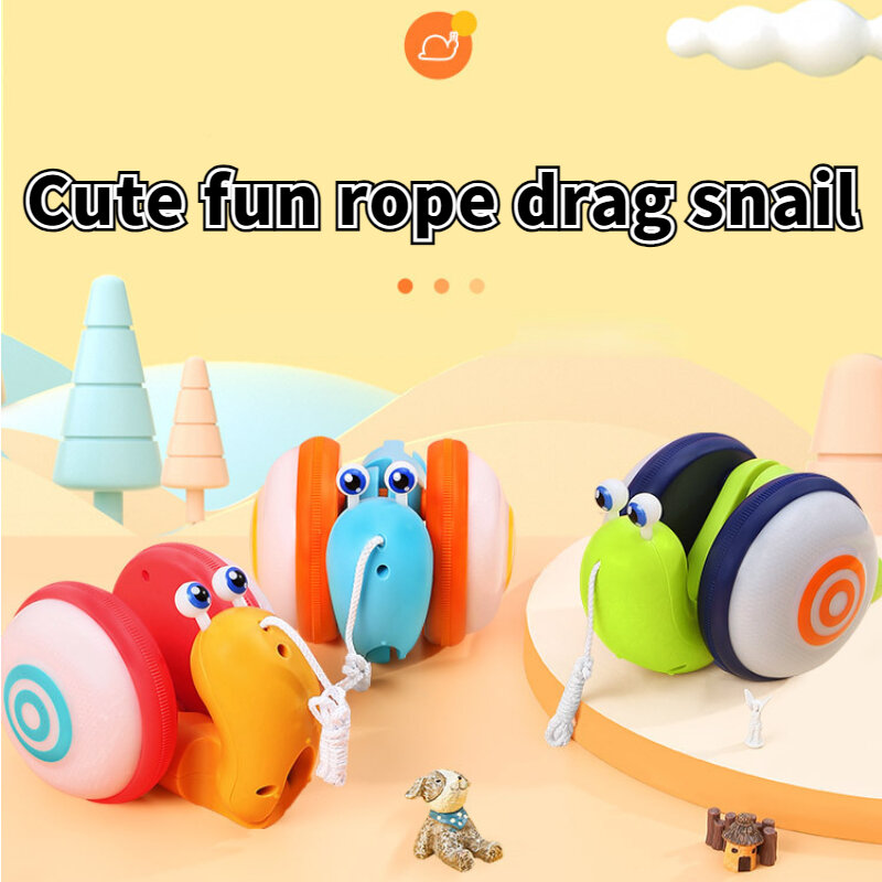 어린이 귀여운 로프 드래그 달팽이 크리에이티브 장난감, 음악 라이트 로프 당기기 아기 유아 장난감
