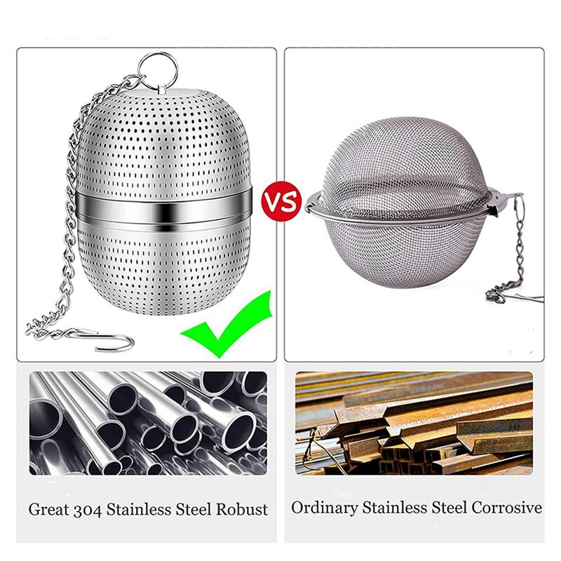 2X Tea Infuser, Stainless Steel Tea Strainer, Ball Mesh Tea Strainer, For Tea, Spices And Most Cups And Teapots