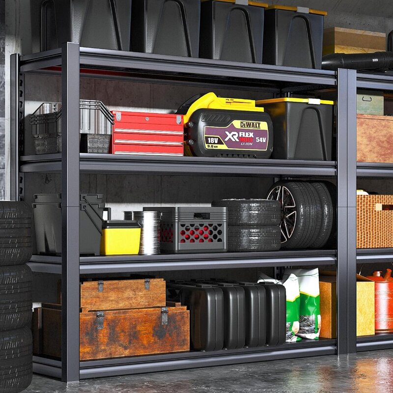 Raybee-頑丈なガレージ収納棚、収納用の調整可能な棚、4レベル、幅40インチ、4パック