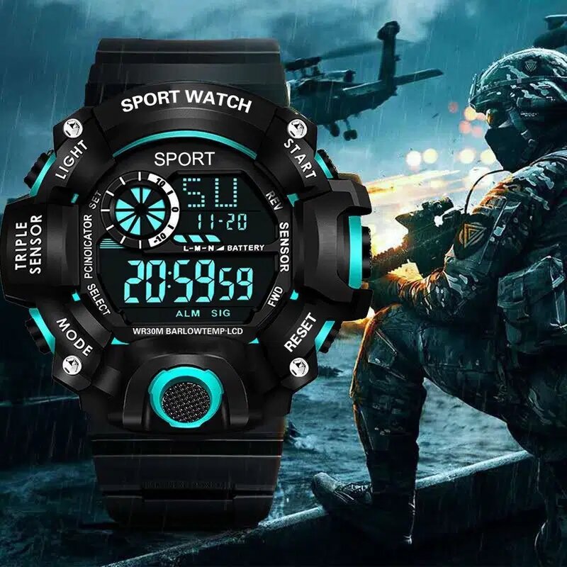 Watch men's junior high school multifunctional sports waterproof men's luminous alarm clock trend children's electronic watch