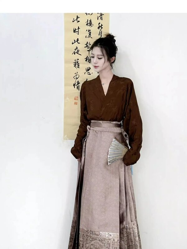 중국 스타일 여성 의류, 명나라 개량 한푸 용년 탑, 매치 말얼굴 스커트, 투피스 세트, 신상