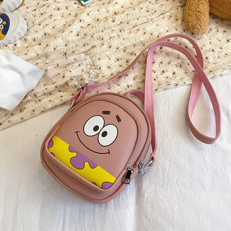Mochila De bob esponja Original para niños, Mini mochila escolar de PU con dibujos animados, bolso de hombro bonito para niñas y niños