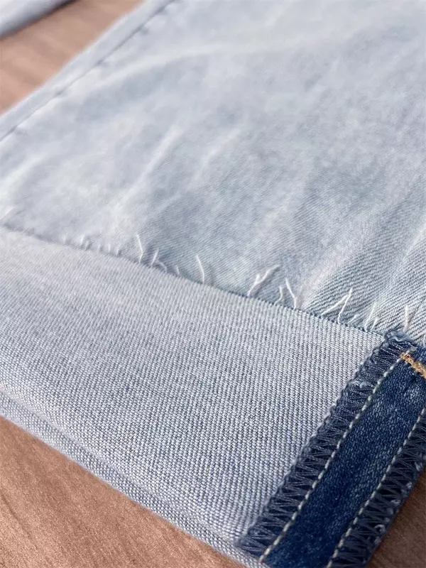 Jeans donna tinta unita vita alta dritto primavera estate moda pantaloni larghi alla caviglia in Denim