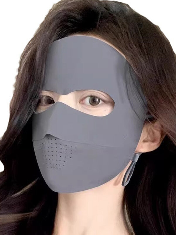 Máscara facial de seda gelo para mulheres, ciclismo ao ar livre, golfe, sol, verão, UPF50 Plus, respirável, capa fina, rosto inteiro