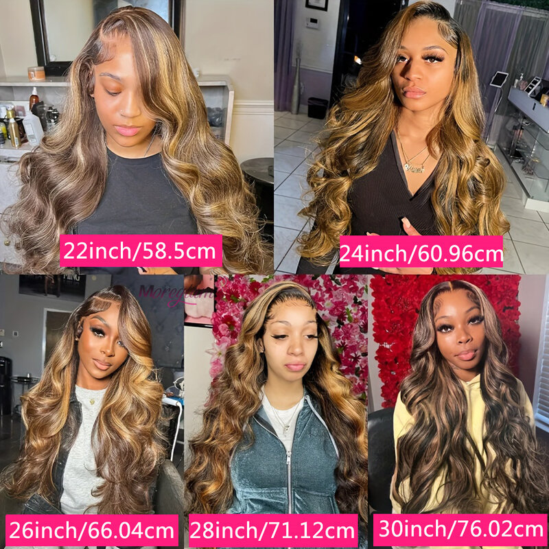 4/27 Honey Blonde Lace Front Wigs 13x4 Highlight Ombre Body Wave Lace Front Wigs Human Hair for Women13x4 Transparent Lace Wig