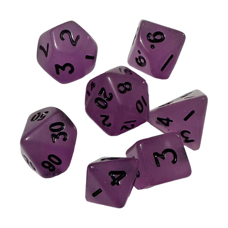 7Pcs Glowing Polyhedral Dices D4-d20 Multi Sided Dices for Role Playing Game