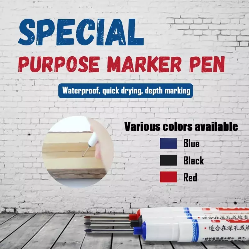 Маркировочная ручка с длинной головкой 20 мм, водонепроницаемая и цветная, для керамической плитки, дерева, металла, с глубоким отверстием, маркировочная ручка, инструменты для деревообработки электрика