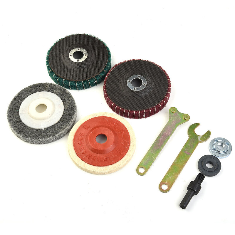 Kit de pulido de solapa de amoladora, accesorios de pulido de disco, equipo de taller, tela de nailon, lana, varilla de Metal, madera y plástico