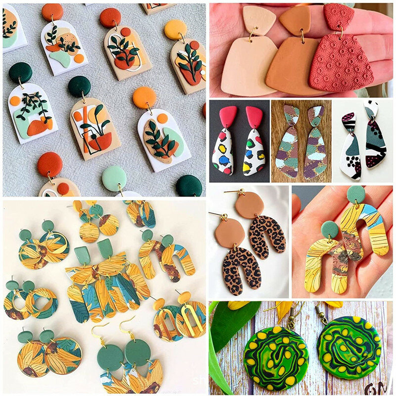 18Pcs Set Polymer Clay Earring Cutter Drop Dangle Clay Cutter Geometric Shape Clay Pendant Polymer Clay Tool Cookie Cutter