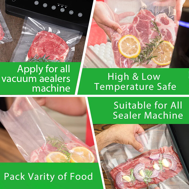 SaengQ próżniowe torby na żywność uszczelniacz próżniowy jedzenie świeże długie utrzymanie 12 + 15 + 20 + 25 + 30cm * 500cm rolki/Lot torby na pakowacz próżniowy