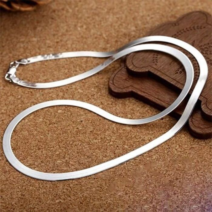 925 Sterling silver 18K Gold 4MM Flat chain Necklace for Women Luxury Fine Jewelry wedding gift choker Clavicle