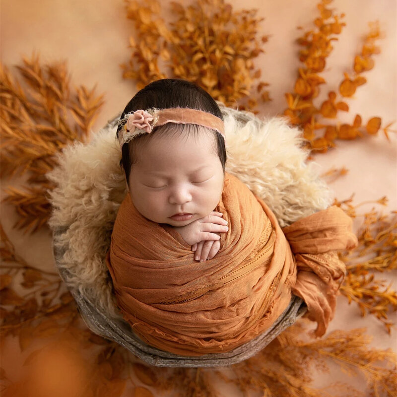 بطانية صوف لتصوير الأطفال حديثي الولادة ، موضوع أوراق الخريف ، قبعة محبوكة للرضع ، ملحقات تصوير استوديو الصور ، التفاف ناعم