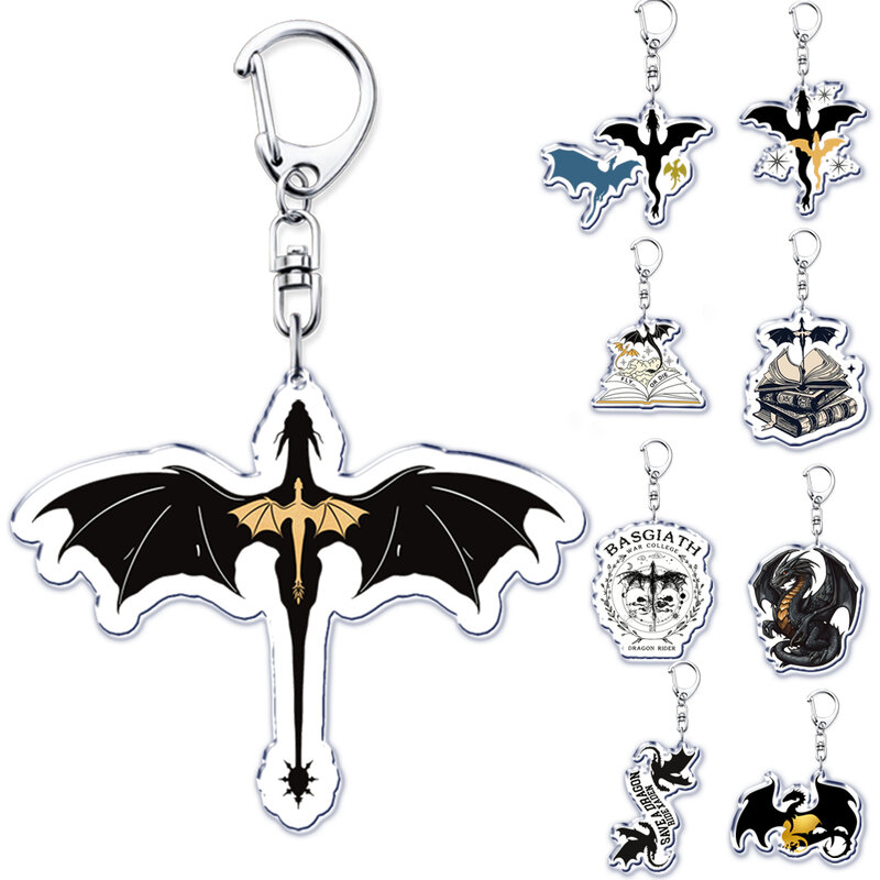 Pendentif porte-clés Dragon noir pour hommes et enfants, collège de guerre Basgiath populaire, quatrième aile, clé de voiture, bijoux JOJewelry, accessoires cadeaux