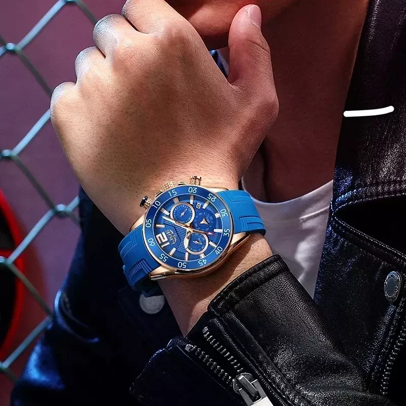 남성용 실리콘 스포츠 시계, 탑 브랜드 럭셔리 쿼츠 시계, 방수 손목시계, 2024 패션