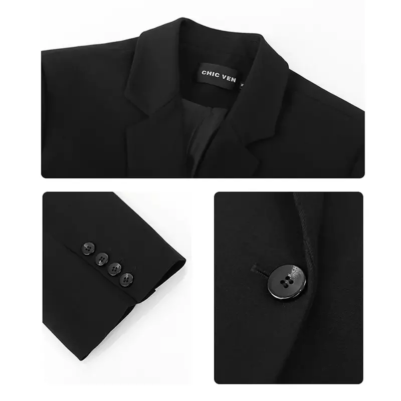 CHIC VEN-Blazer mi-long à double boutonnage pour femme, manteau décontracté pour femme, haut à manches longues, mode de bureau, 2021