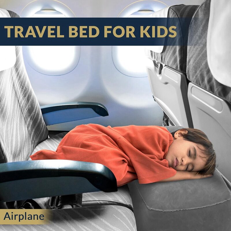مسند قدم طائرة قابل للنفخ مع مضخة يدوية وحقيبة حمل ، موسع كرسي السفر للأطفال ، سهل الاستخدام