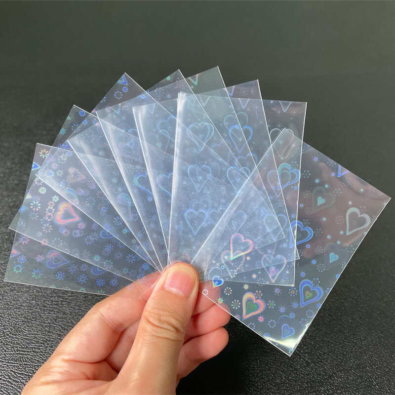 100pcs/Lot Heart-shaped Foil Laser Top Loading TCG Card Sleeves YGO Board Game  Photo Protector Trading Cards Shield Cover