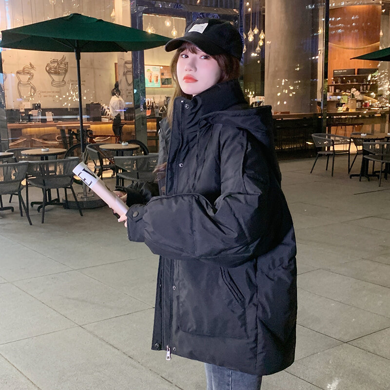 Ropa gruesa de pan para mujer, chaqueta acolchada de plumón corto, abrigo holgado con capucha, Parka cálida para otoño e invierno, 2022