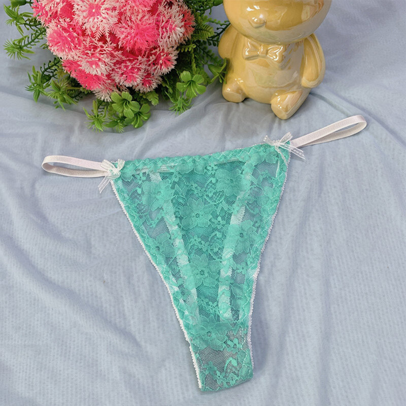 Mulheres Sexy Briefs Lace Loe Rise Underwear T-back Hight Cut Calcinhas Thin Mesh Thongs Ver-através G-String Elasticidade Cuecas