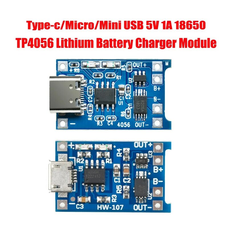 1/5pcs Type-c/Micro/Mini USB 5V 1A 18650 TP4056 Lithium Battery Charger Module Charging Board With Protection Dual Functions