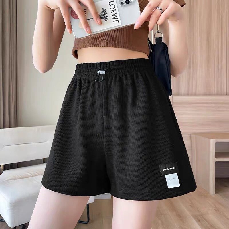 Celana pendek seksi wanita musim panas 2024 celana pendek Bawahan pakaian rumah pinggang tinggi celana pendek wanita olahraga kantong pinggang elastis Solid