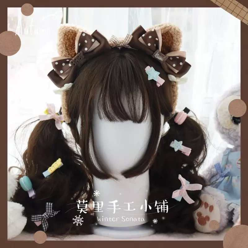 Alta qualidade lolita orelha de gato harajuku cos faixa de cabeça kc fofa arco doce escuro gótico acessórios de cabelo