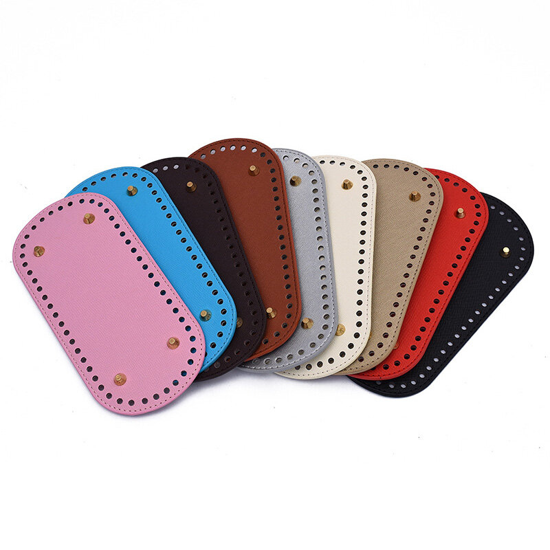 22x10cm/25x12cm Long Bottom For Knitted Bag PU Leather Bag Base Handmade Bottom With Holes Diy Crochet Bag Part Accessories 2023
