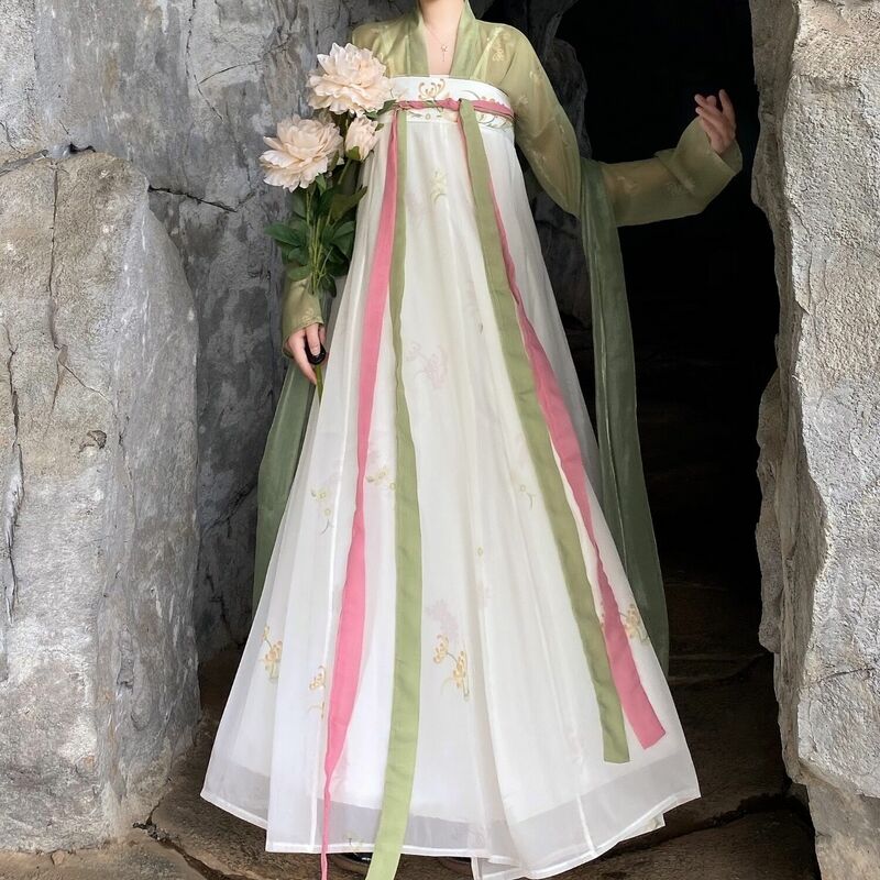 Original Hanfu Women Chinese Tang Dynasty Costumes Ancient Hanfu Traditional Thin printed Dress Fairy For Spring And Summer