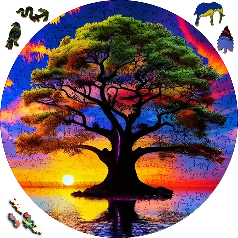 Деревянный пазл с цветным небом, игрушки с деревом мудрости, японская трехмерная деревянная головоломка гейши, игра с сортировкой цветов, головоломка для мозга, секретные коробки-пазлы